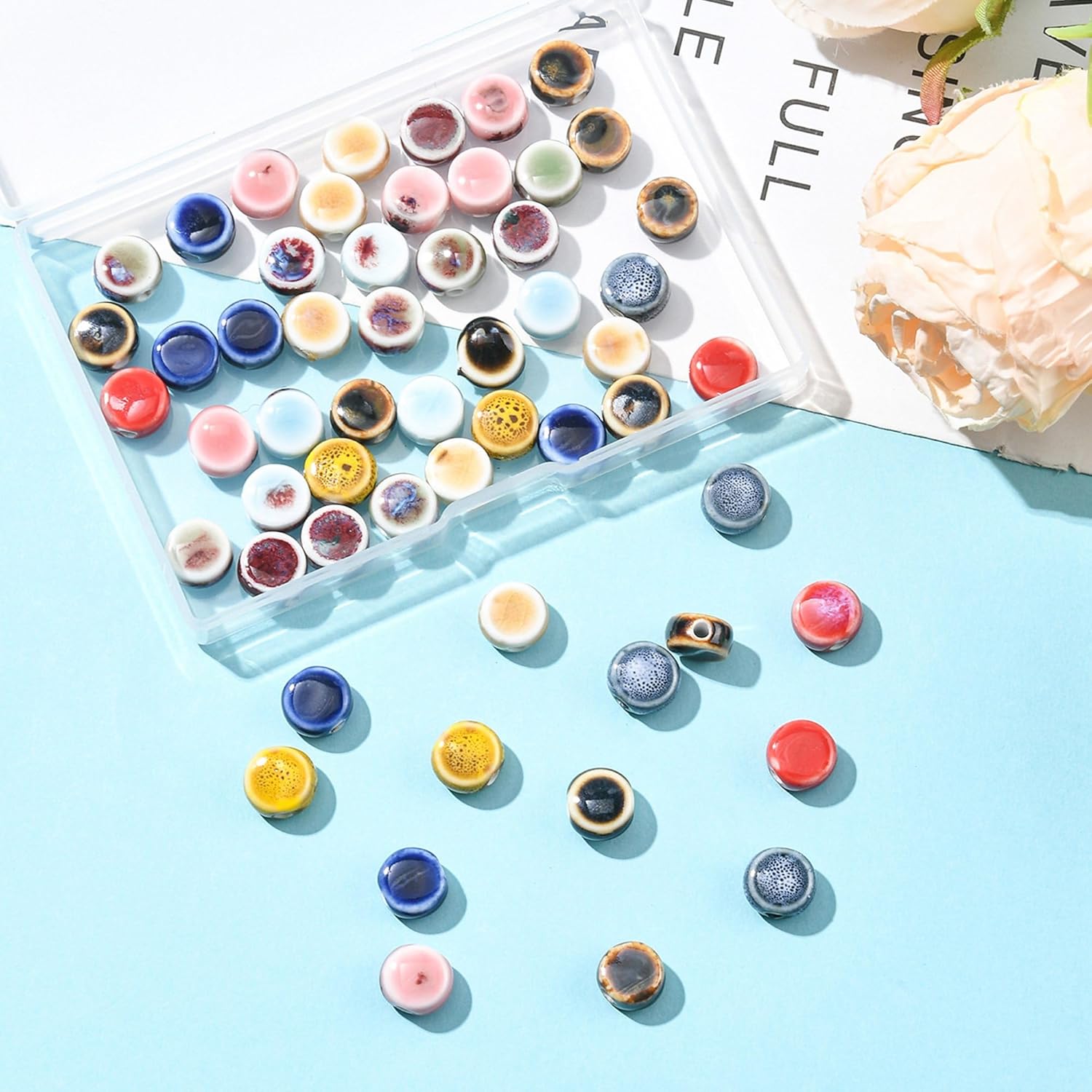 10pcs Hand Glazed Colored Ceramic Beads for DIY Projects